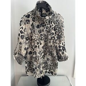 Berek Leopard Print Utility Jacket‎ Safari Chic Lightweight Layer Sz M Petite
